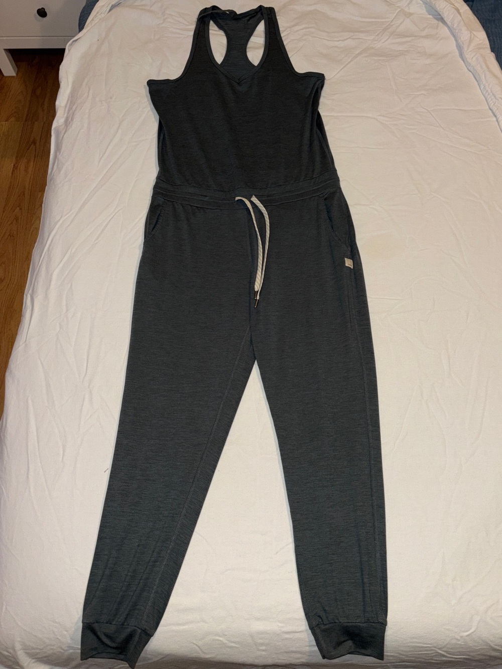 Vuori Lux Performance Heathered blue grey Racerback Jumpsuit XS